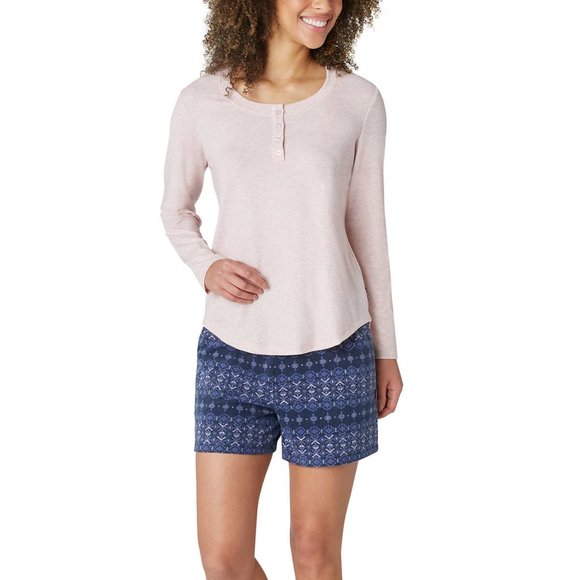 Eddie Bauer Ladies' 3-Piece Waffle Fleece Pajamas Set Color Pink & Blue Size 3X - Picture 5 of 9